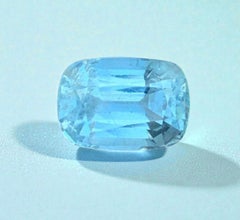 Natural Aquamarine Gemstone: 6.50 Carat Cushion Cut, March Birthstone