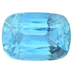 Natural Aquamarine Gemstone: 6.50 Carat Cushion Cut, March Birthstone