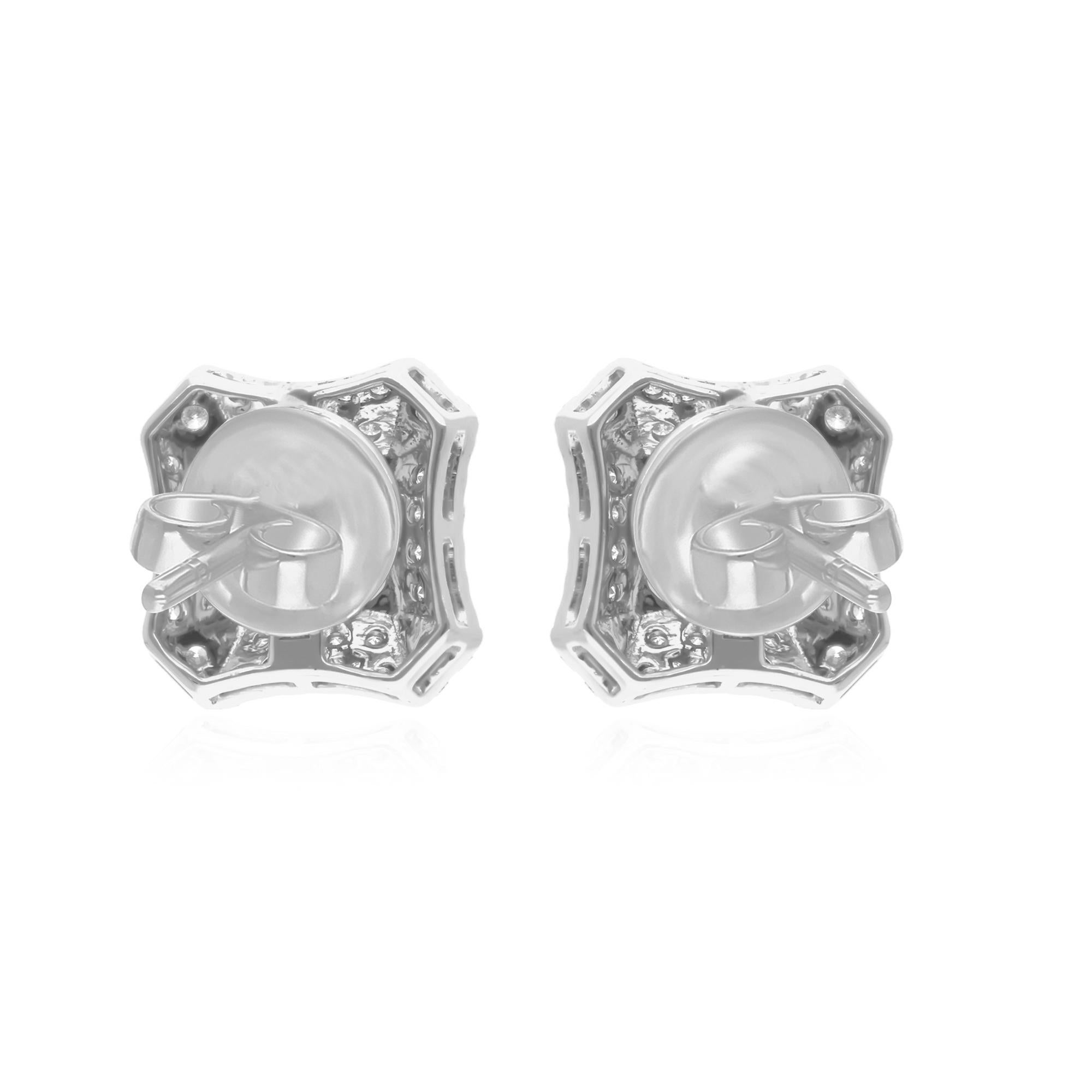 Modern Natural Aquamarine Gemstone Stud Earrings Diamond 14 Karat White Gold Jewelry For Sale