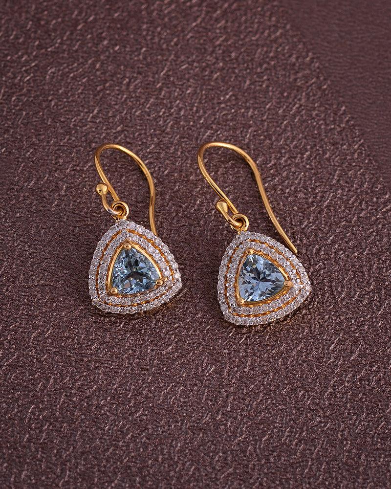 Orecchini d'oro con acquamarina naturale in 18 carati In condizioni Nuovo in vendita a jaipur, IN