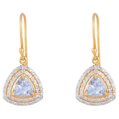 Pendientes de oro con aguamarina natural de 18 quilates
