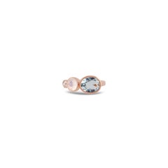 Natural Aquamarine & Multi Stones Ring in 18k Rose Gold