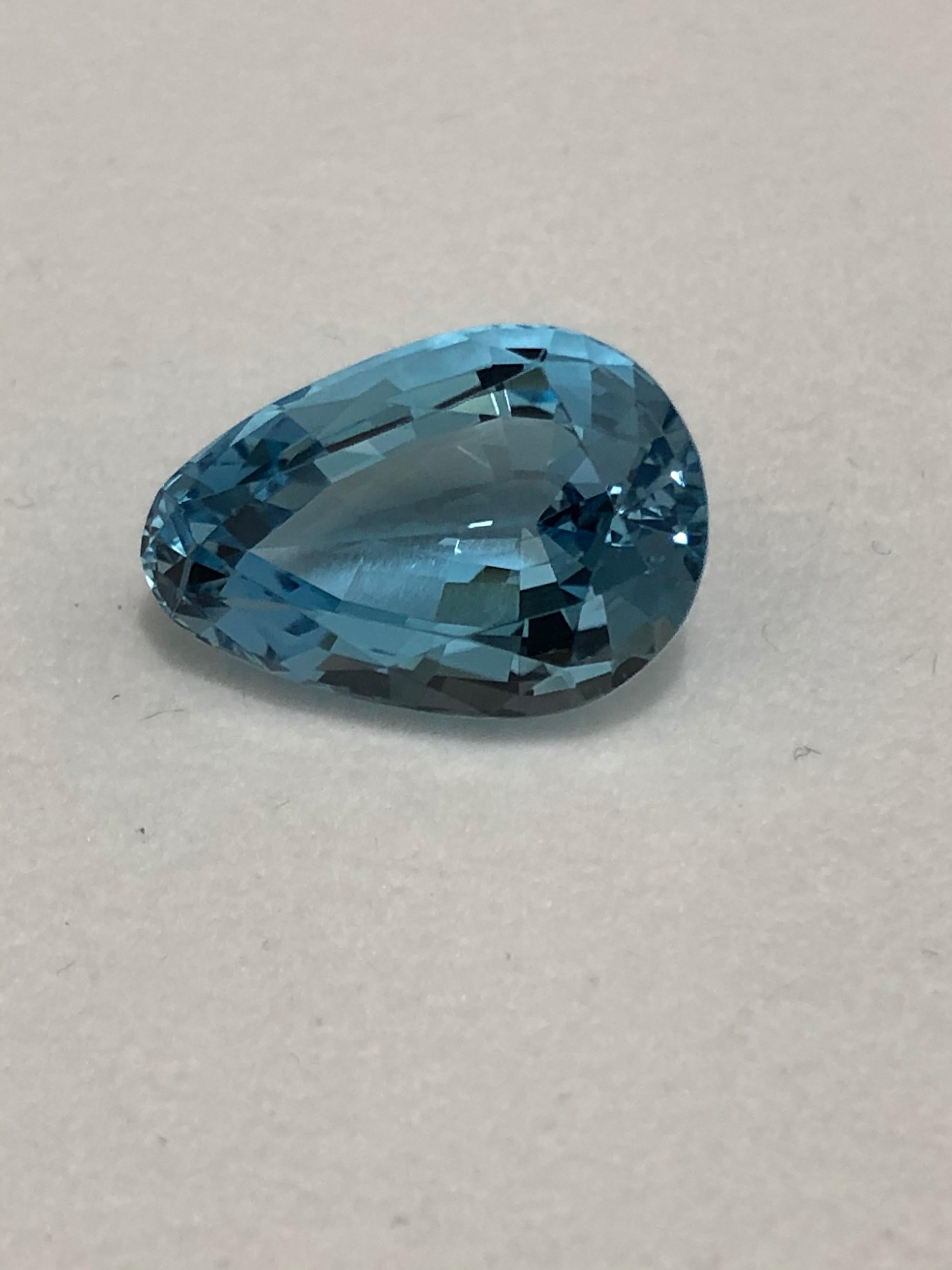 Contemporary Aquamarine Ring Necklace Gem 13.39 Carat Pear Shape Loose Gemstone