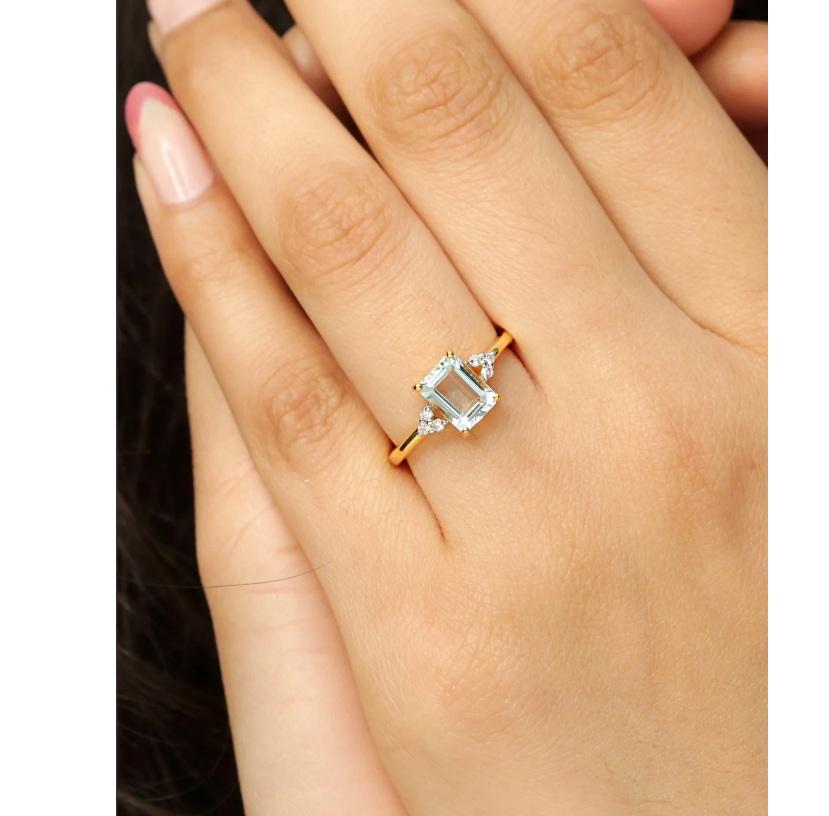 Natural Aquamarine Ring 18K gold im Zustand „Neu“ im Angebot in jaipur, IN