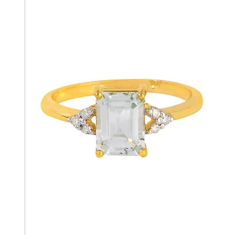 Natural Aquamarine Ring 18K gold im Angebot 1