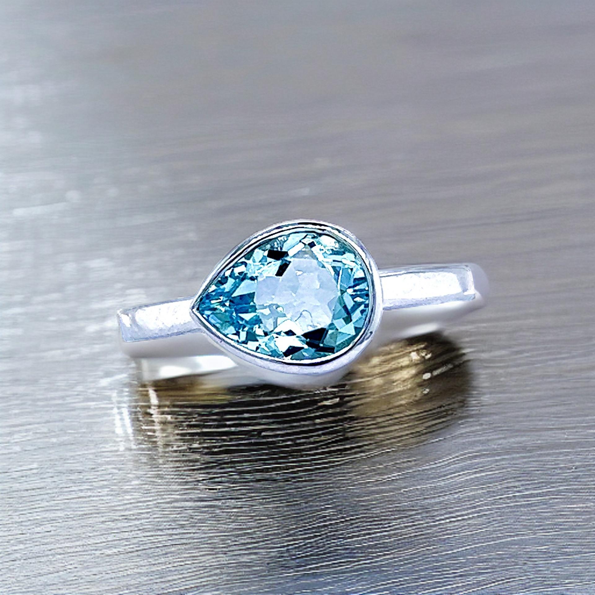 Natural Aquamarine Ring 6.5 14k W Gold 1.37 TCW Certified For Sale 5