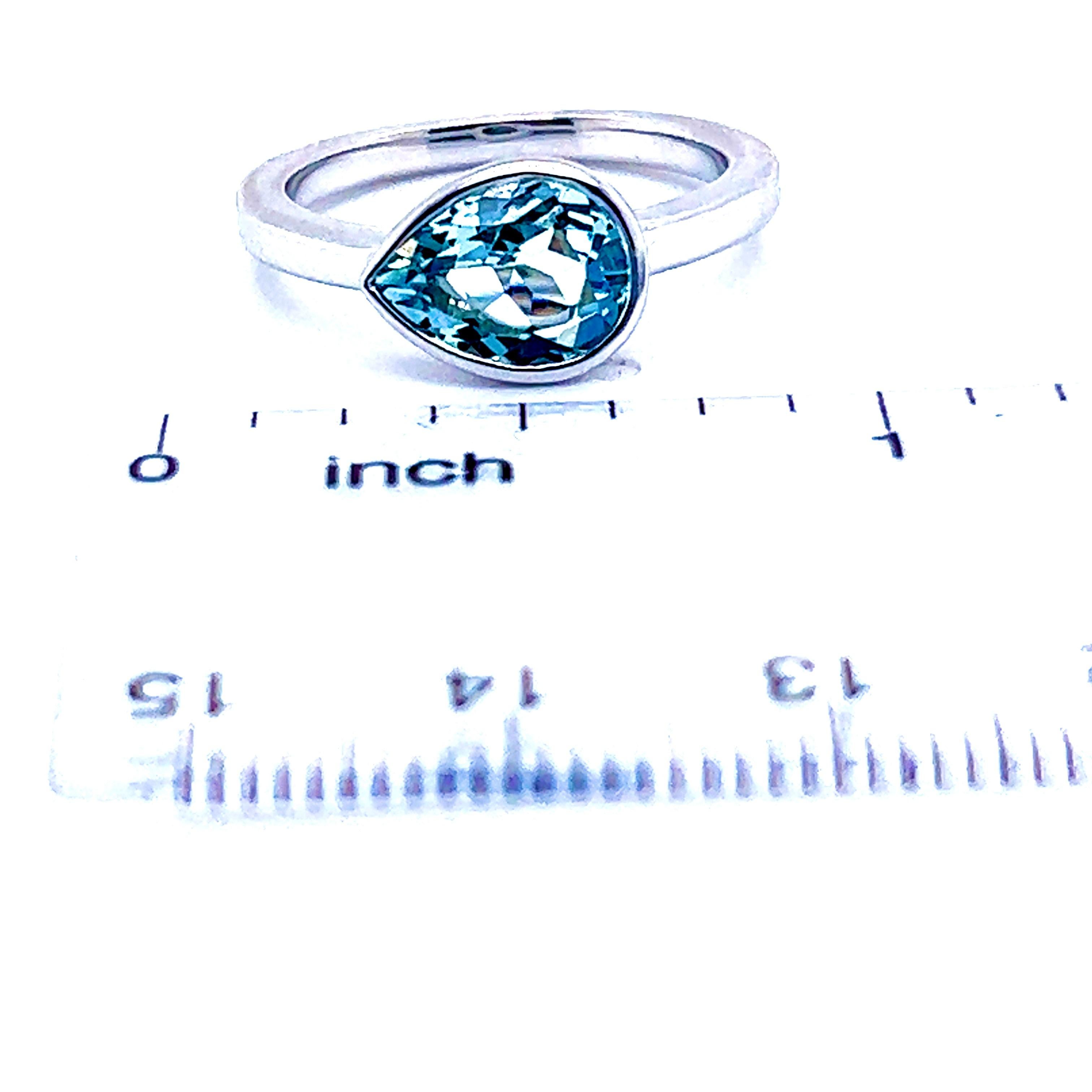 Natural Aquamarine Ring 6.5 14k W Gold 1.37 TCW Certified For Sale 6
