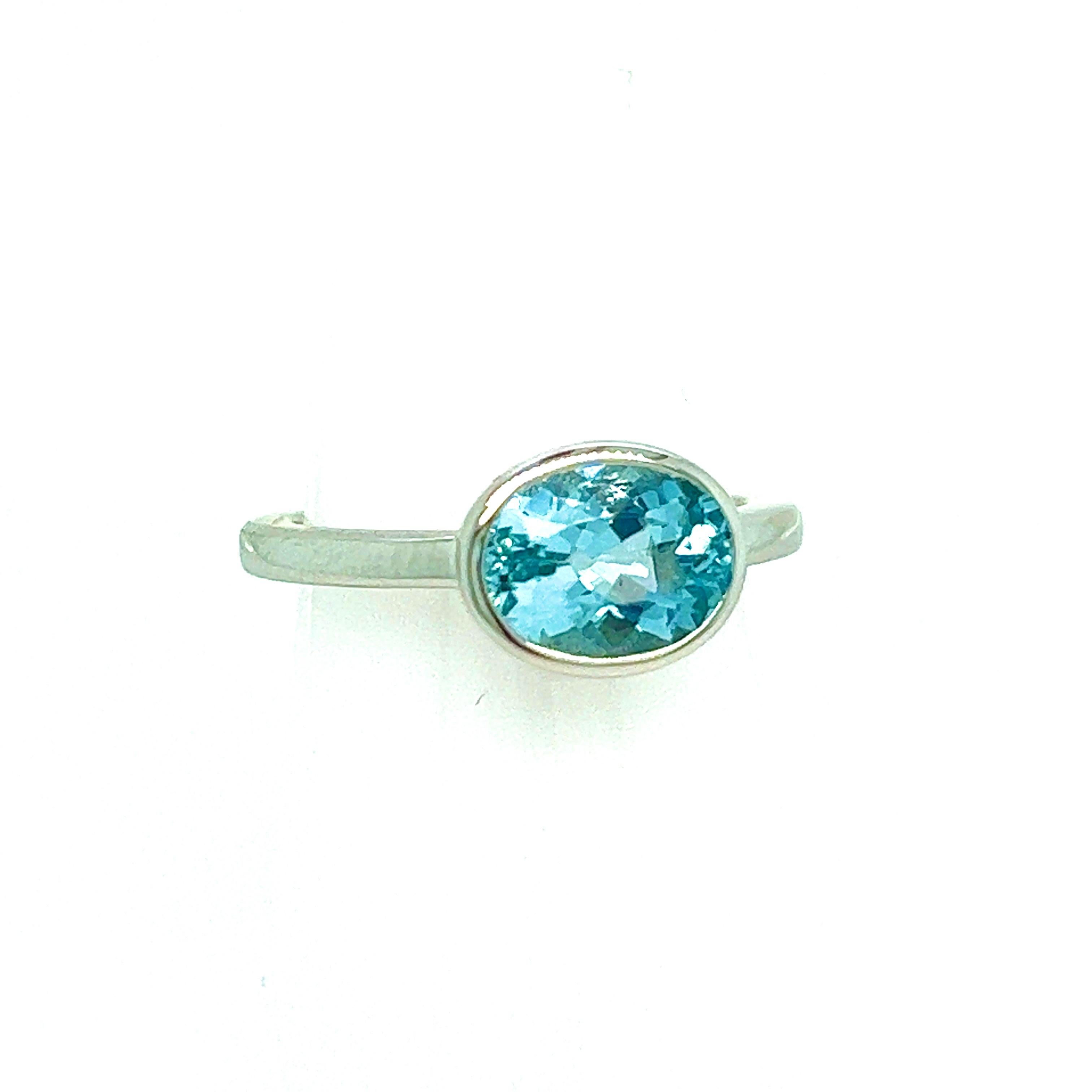 Anillo Aguamarina Natural 6.5 Oro 14k W 1.64 TCW Certificado en venta 5