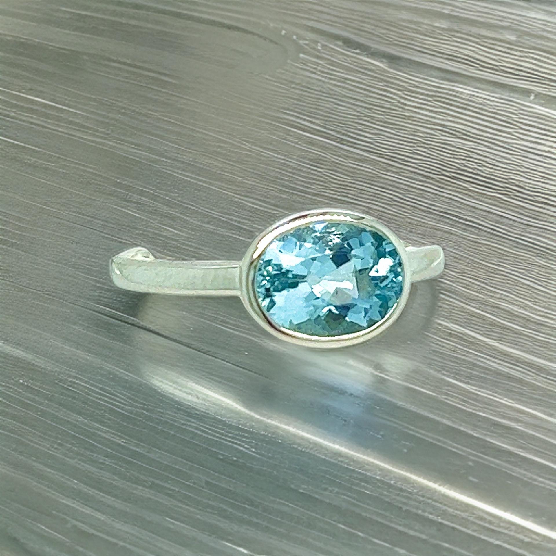 Anillo Aguamarina Natural 6.5 Oro 14k W 1.64 TCW Certificado en venta 8