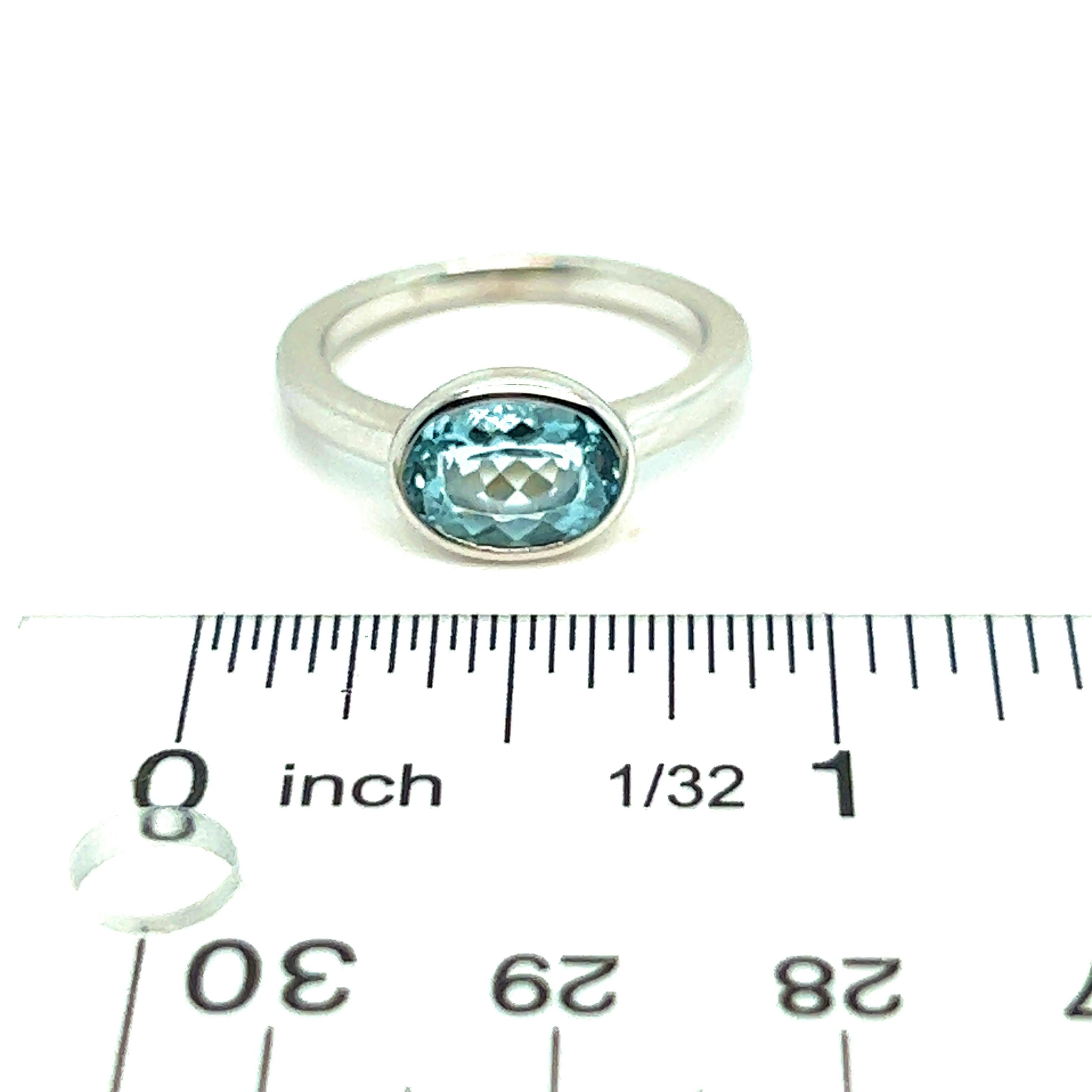 Anillo Aguamarina Natural 6.5 Oro 14k W 1.64 TCW Certificado Corte oval en venta