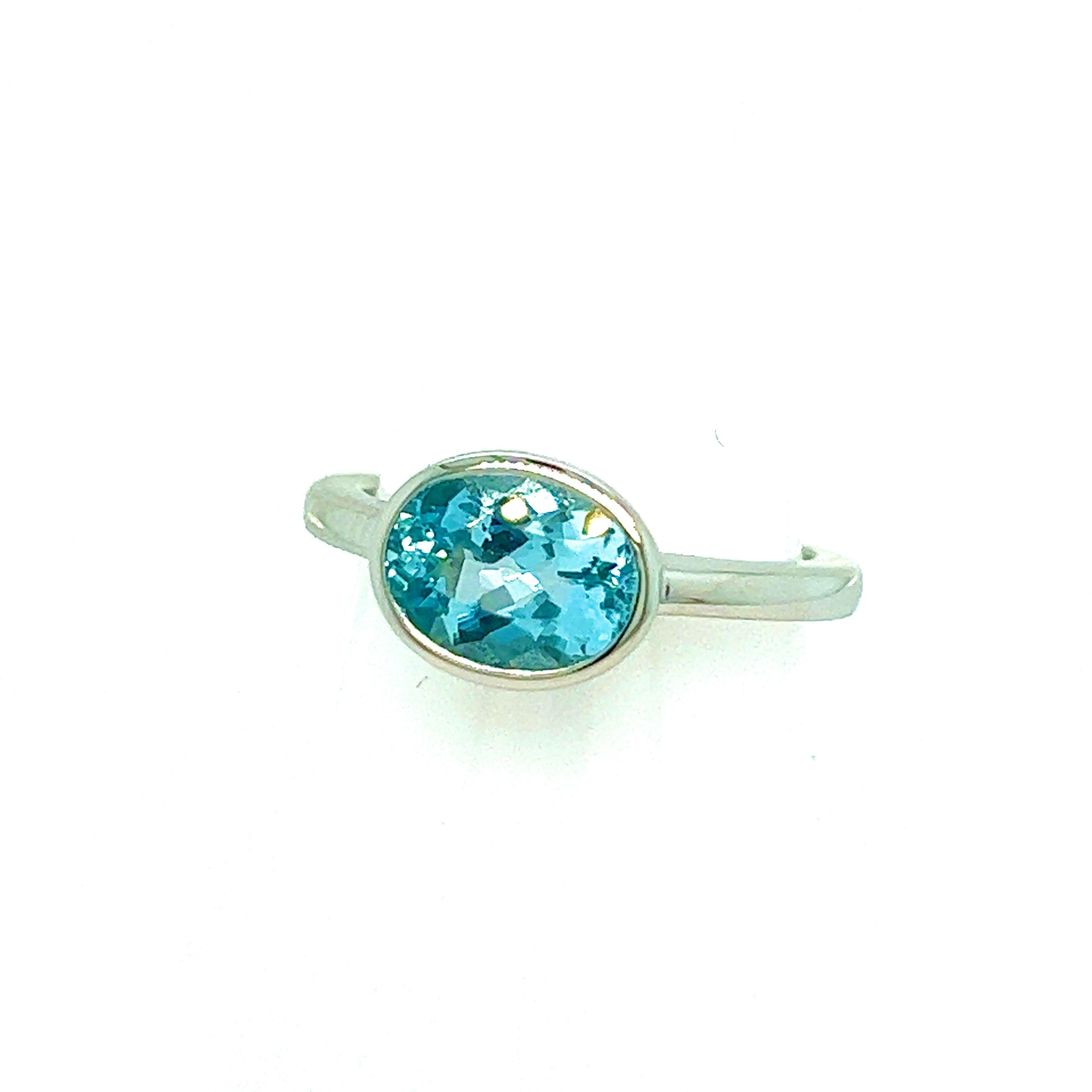 Anillo Aguamarina Natural 6.5 Oro 14k W 1.64 TCW Certificado en venta 1