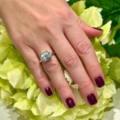 Natural Aquamarine Ring 6.5 14k White Gold 3.21 TCW Certified