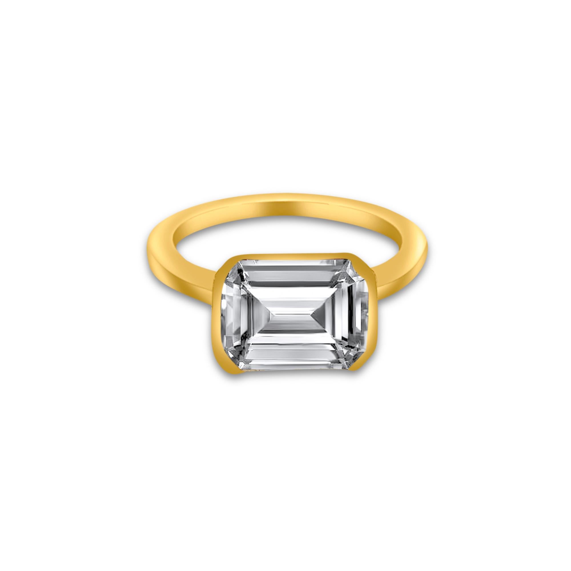 Bague aigue-marine naturelle 6,5 or jaune 14 carats certifiée TCW 2,94 Neuf - En vente à Brooklyn, NY