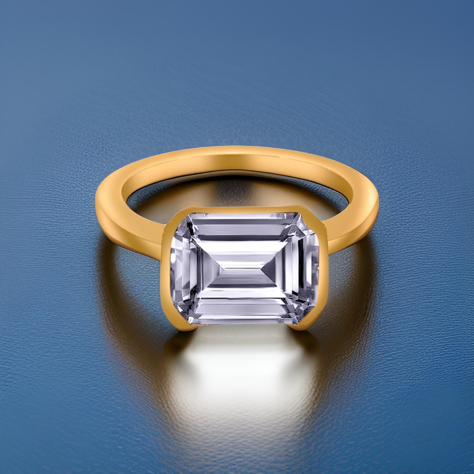 Bague aigue-marine naturelle 6,5 or jaune 14 carats certifiée TCW 2,94 Pour femmes en vente