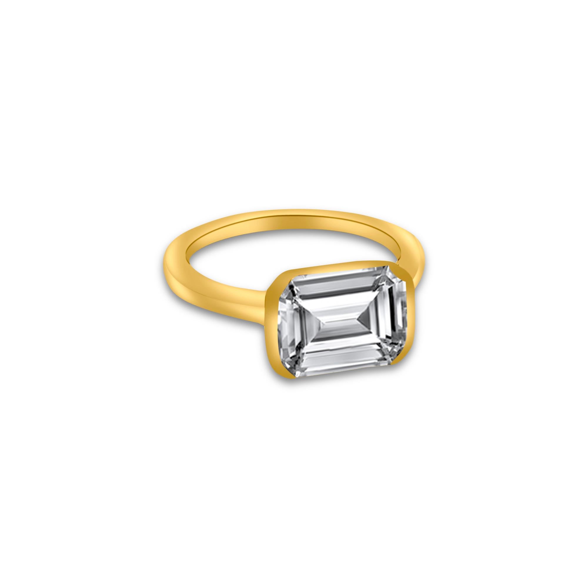 Bague aigue-marine naturelle 6,5 or jaune 14 carats certifiée TCW 2,94 en vente 4