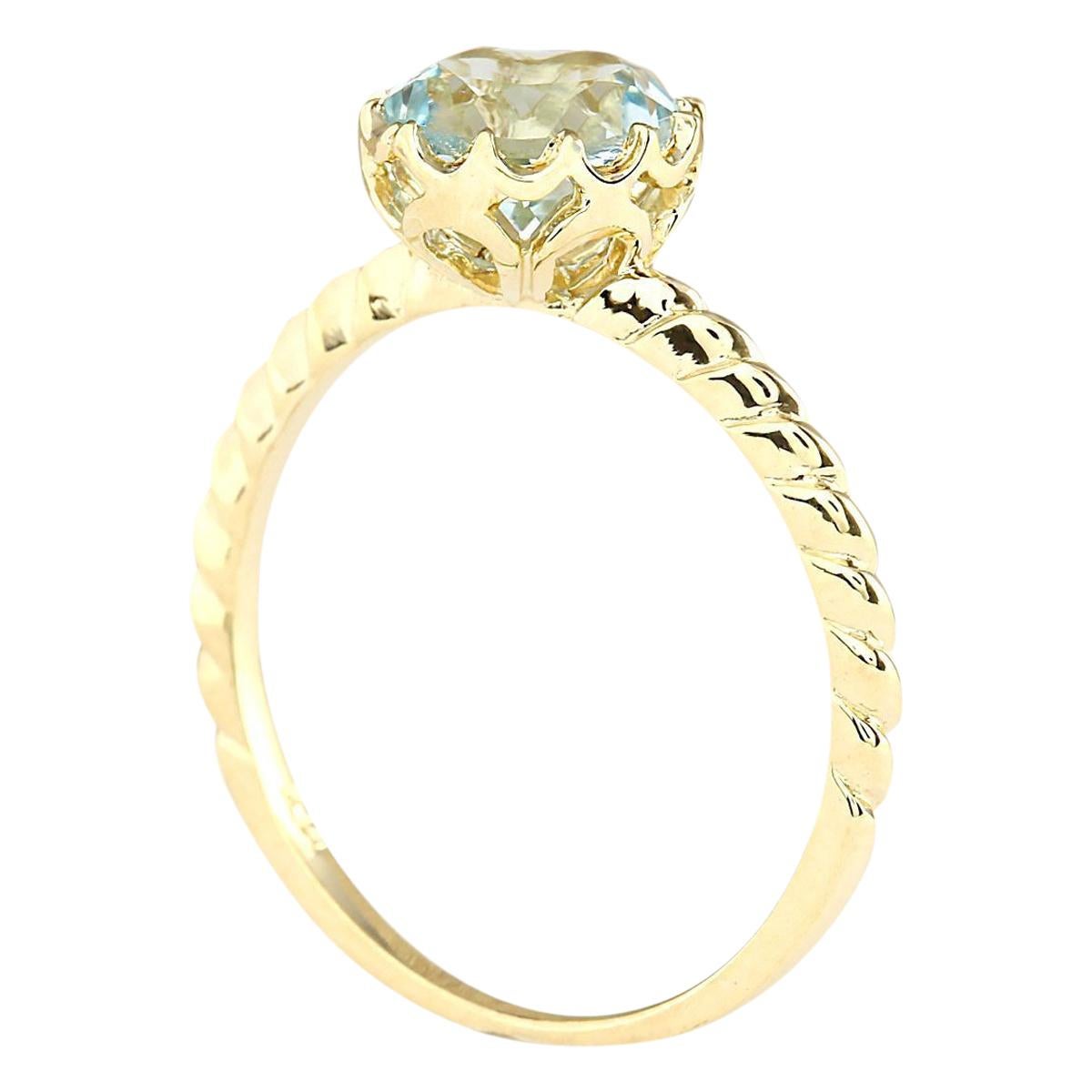 Modern Exquisite Natural Aquamarine Ring In 14 Karat Yellow Gold  For Sale