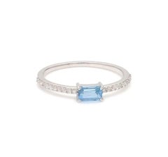 Natürlicher 0,34cts Aquamarin & 0,12cts Diamant Ring in 14k Gold