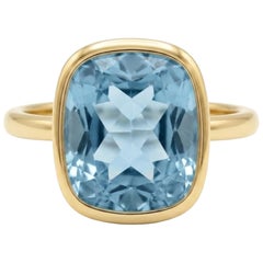 Ring mit natürlichem Aquamarin aus 14-karätigem Gold