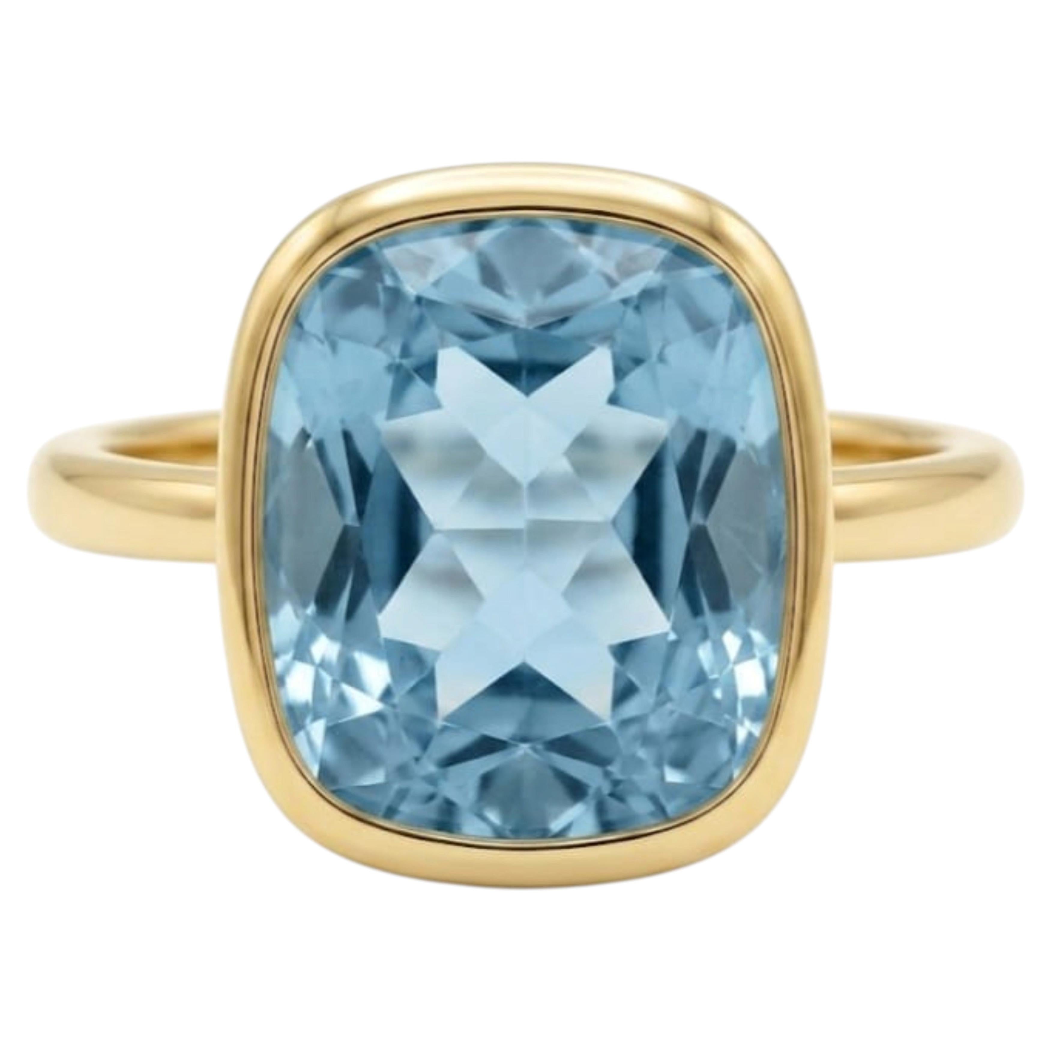 Natural Aquamarine Ring in 14k Gold