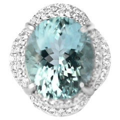 Bague de fiançailles aigue-marine naturelle - Bague en argent sterling - Aigue-marine halo