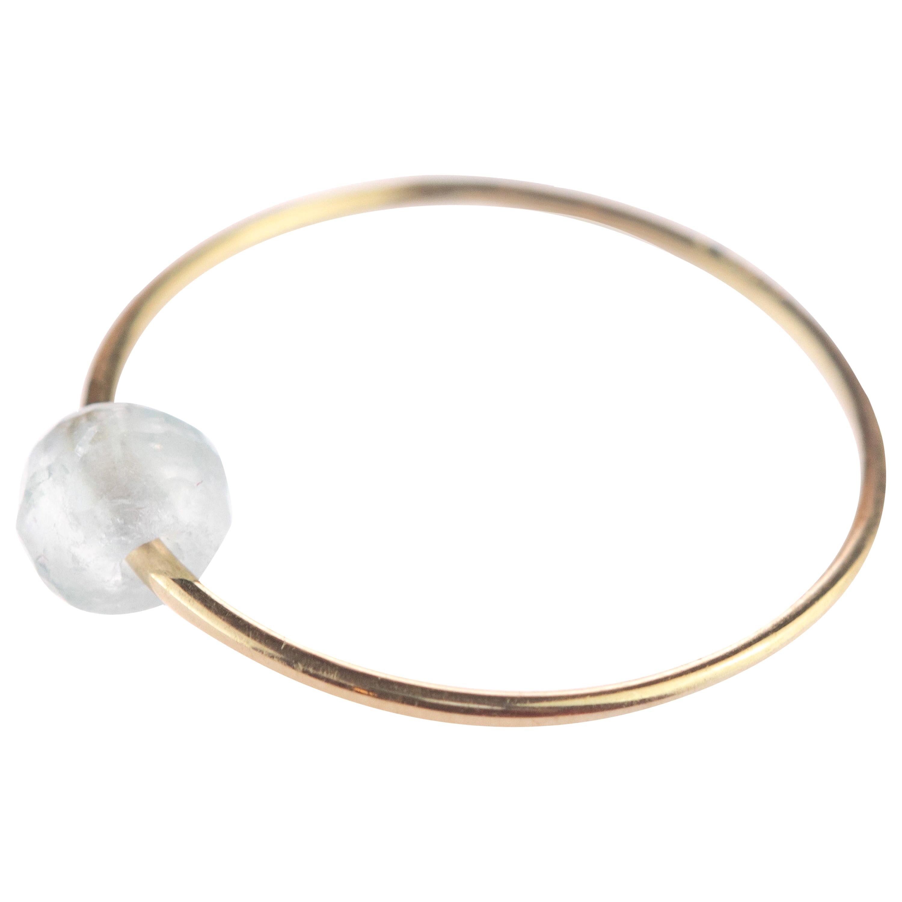 Bague bohème chic solitaire en or 9 carats avec aigue-marine naturelle et rondelle Uranus