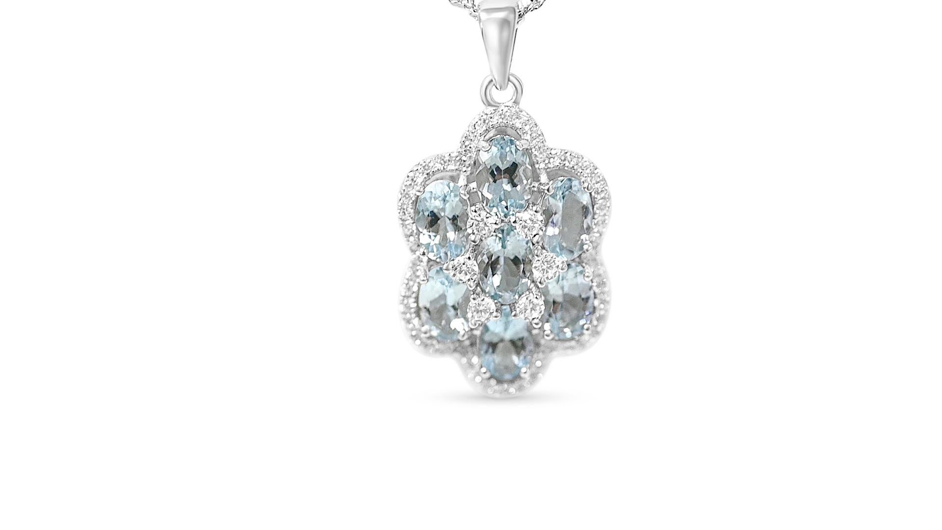 Collana con ciondolo vintage di acquamarina naturale in argento 925 Regalo per lei (0,86 carati) in vendita 1