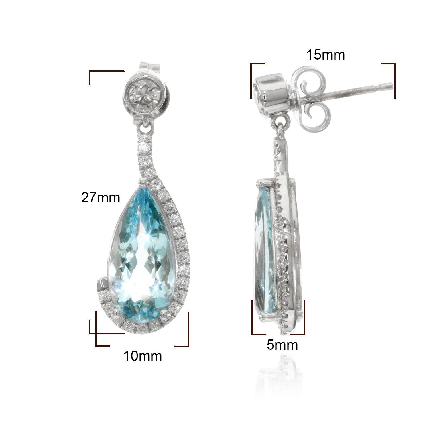  Natural Aquamarines 5.06 Carat in White Gold Earrings with Diamonds For Sale 2