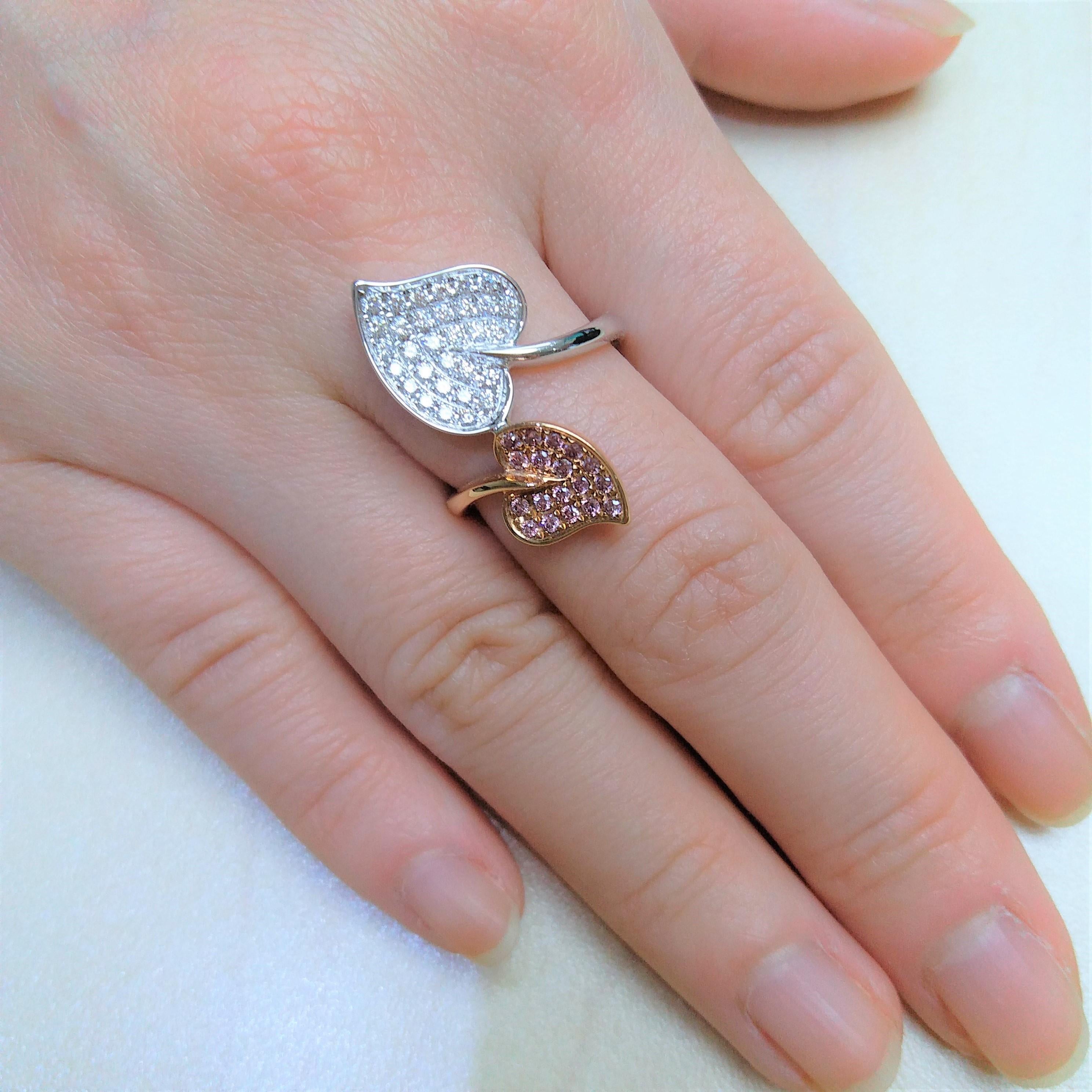 Women's Natural Argyle Pink Diamond White Diamond 18K Gold Cocktail Ring
