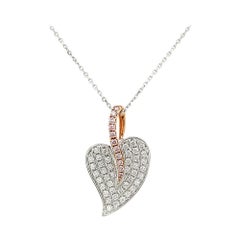 Natural Argyle Pink Diamond White Diamond 18K Gold Pendant Necklace