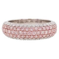 Natural Argyle Pink Diamond and White Diamond in Platinum Band Ring