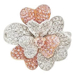 Natural Argyle Pink Diamond and White Diamond in Platinum Bridal Ring
