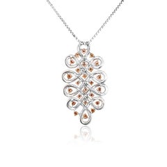 Natural Argyle Pink Diamond White Diamond Platinum Pendant Necklace
