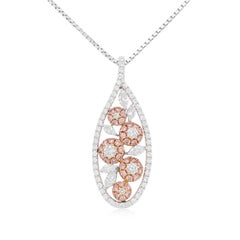 Collier pendentif en platine avec diamants roses naturels d'Argyle et diamants blancs