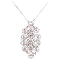 Natural Argyle Pink Diamond White Diamond Platinum Pendant Necklace