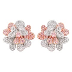 Natural Argyle Pink Diamond and White Pink Diamond in Platinum Stud Earrings