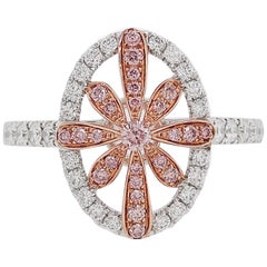 Natural Argyle Pink Diamond in Platinum 18 Karat Pink Gold Cocktail Ring