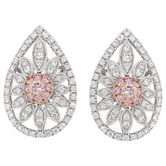Natural Argyle Pink Diamond in Platinum 18 Karat White and Pink Gold Earrings