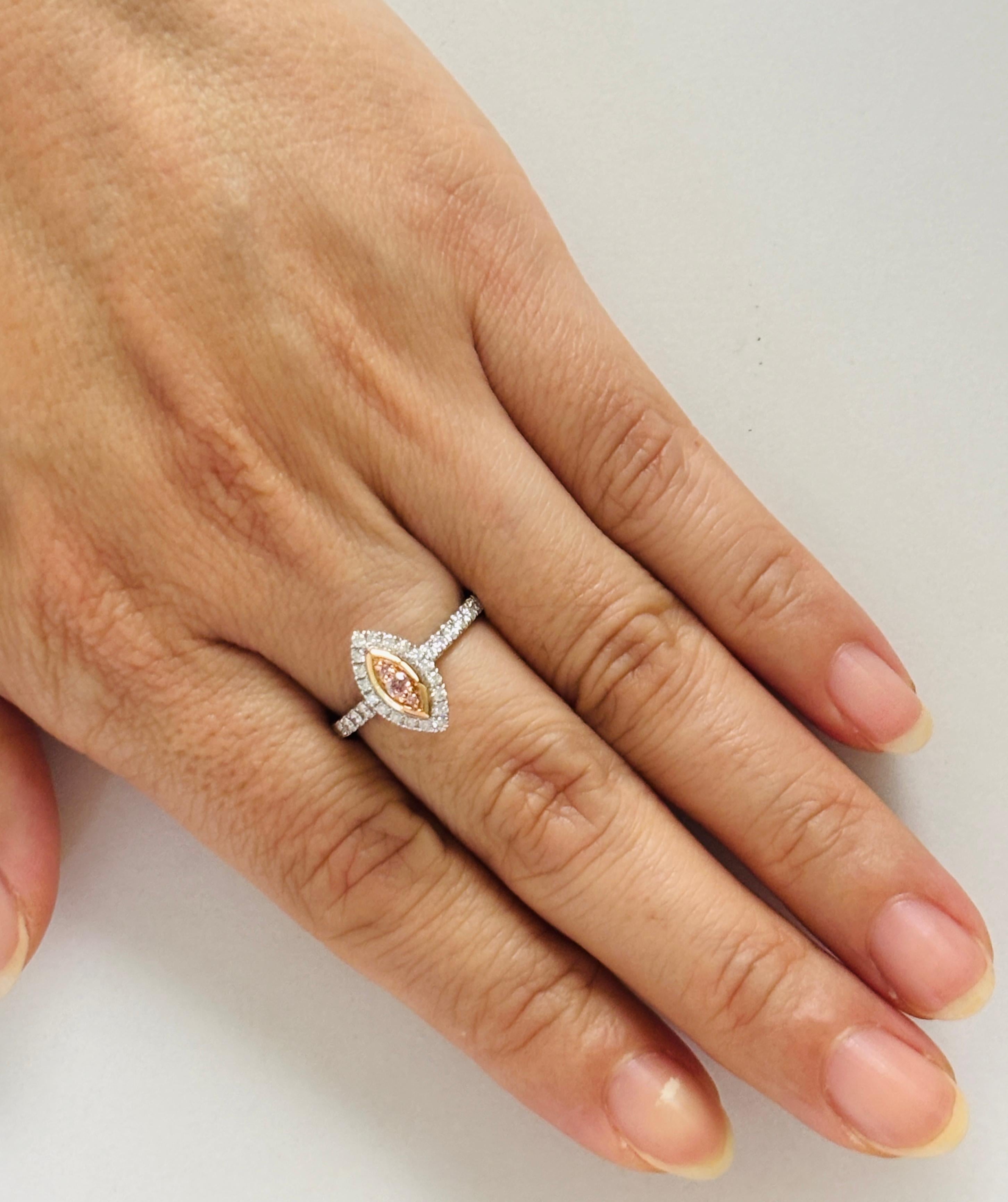 Bague de fiançailles en or rose 18 carats et platine avec diamants roses naturels d'Argyle Pour femmes en vente