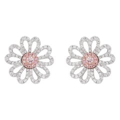 Natural Argyle Pink Diamond in Platinum 18 Karat White and Pink Gold Earrings