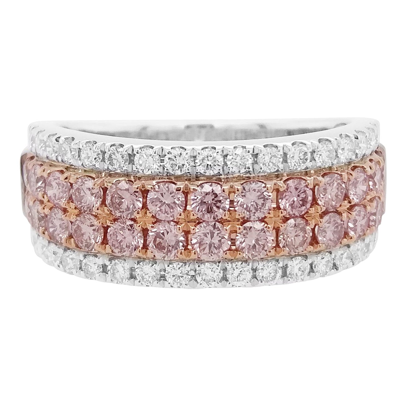 Contemporary Platinum Band Ring with 0.77ct Argyle Pink Diamonds