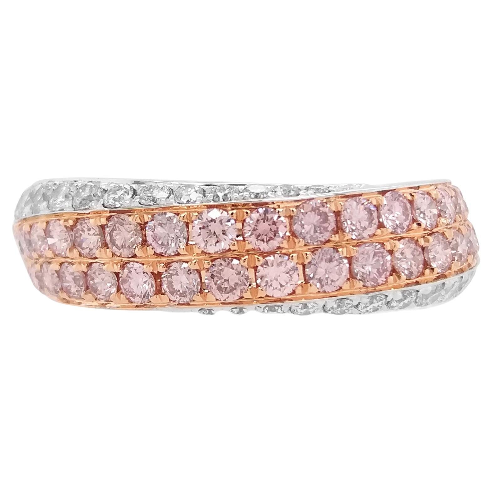 Ring aus Platin mit natürlichem rosa Argyle-Diamant und weißem Diamant