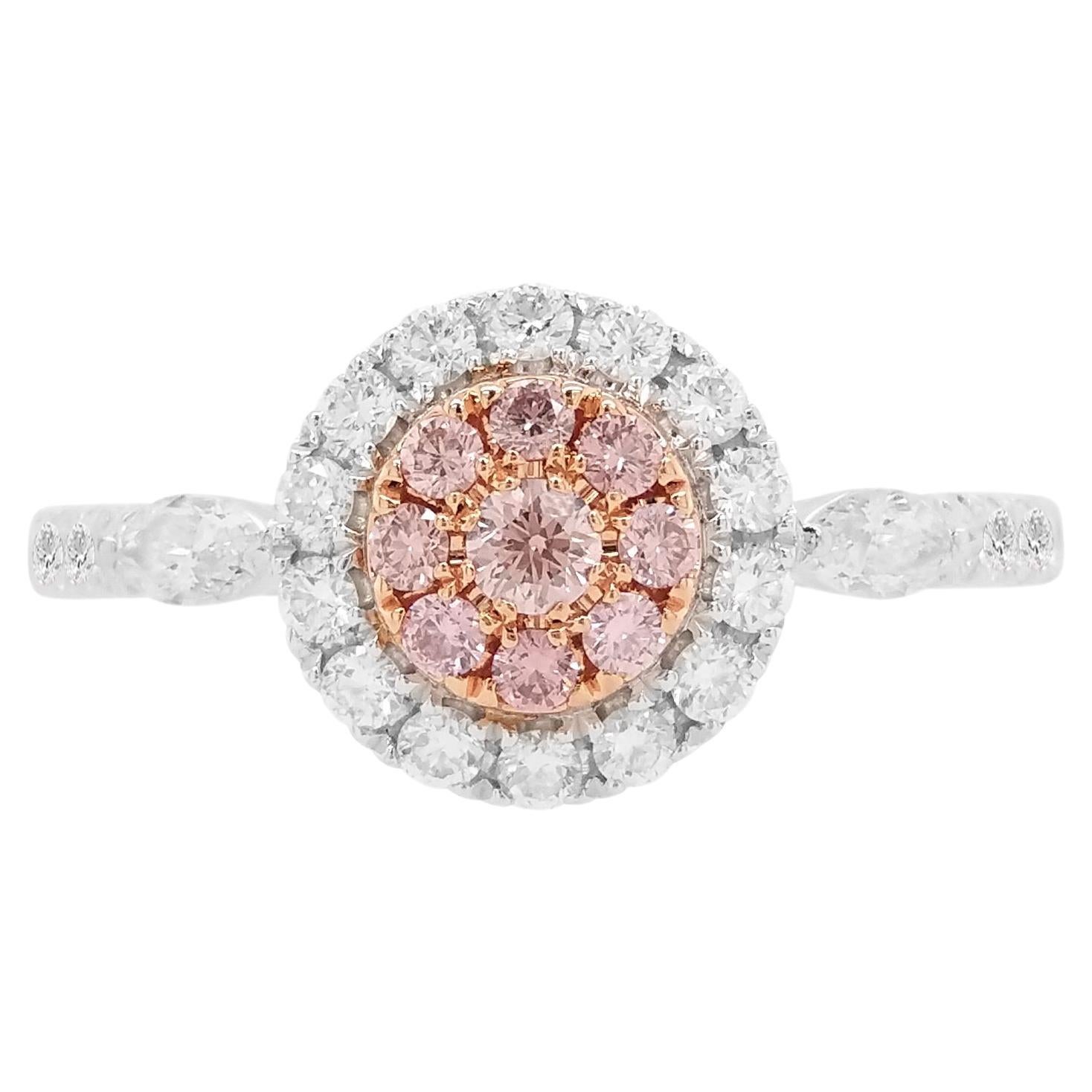 Natural Argyle Pink Diamond White Diamond Platinum Bridal Ring For Sale