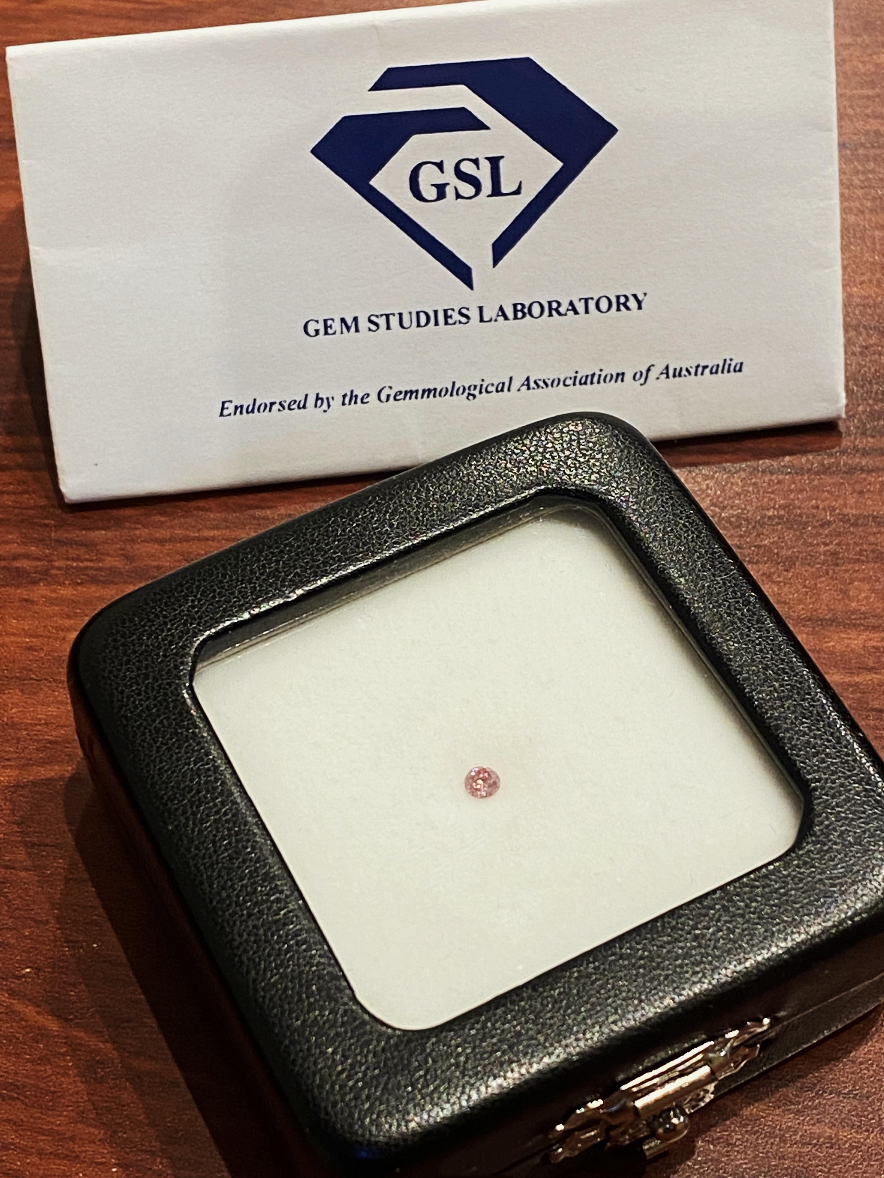 Argyle Natural (WA) Diamante Suelto 4P Rosa Intenso Fancy de 0,101ct + GSL. en venta 4