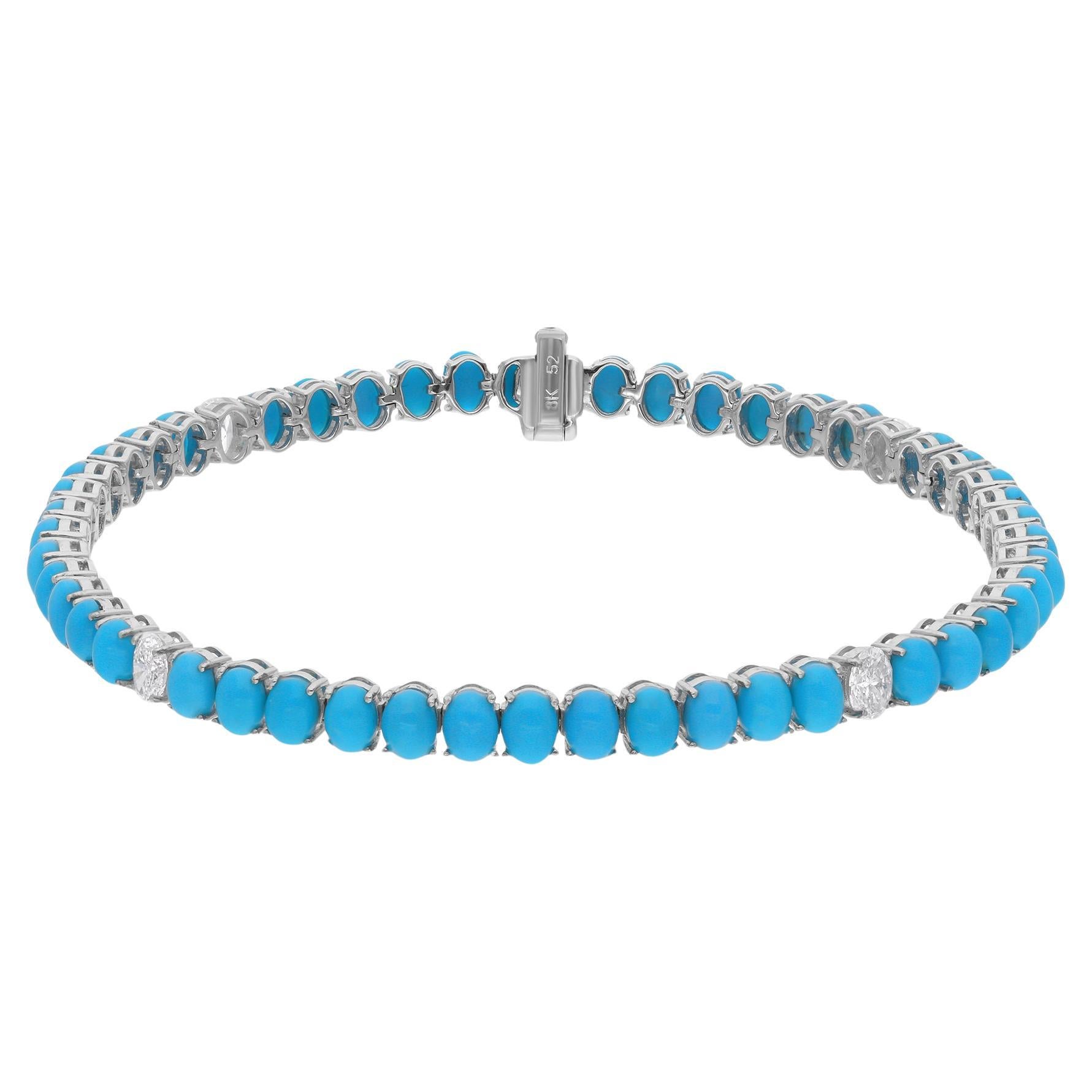 Bracciale con gemme di turchese naturale dell
Arizona, diamante, oro bianco 18 carati