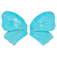 Natural Arizona Turquoise Hand Carved Butterfly Wings Loose Gemstone Brooch