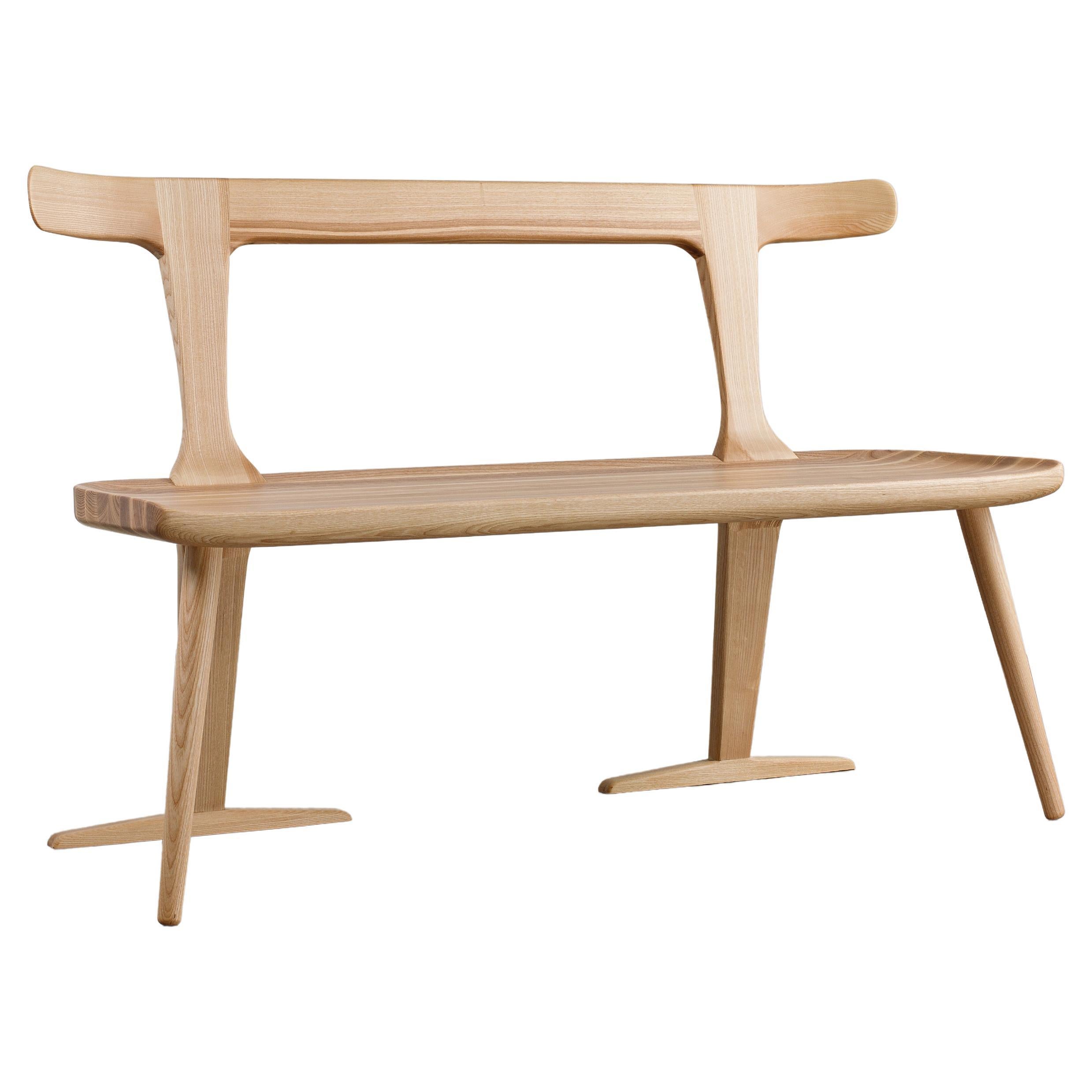 Natural Ash Solid Wood Bench, Entryway Wood Bench