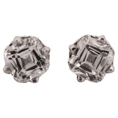 Natural Asscher Cut Diamond 14K White Gold 2.00ctw SI1–SI2 H-I Stud Earrings