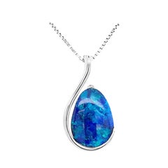 Natürliche australische natürliche Halskette mit 0,91 Karat schwarzem Opal-Anhänger aus 18 Karat Weißgold