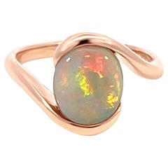 Natural Australian 2.42ct Black Opal Engagement Ring 18K Rose Gold
