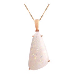 Natural Australian 25.13ct Boulder Opal Pendant Necklace in 18K Rose Gold